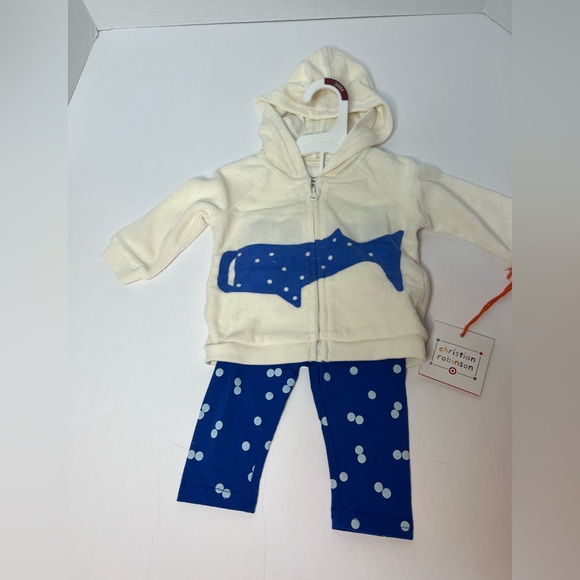 Baby Whale Print Hoodie & Bottom Set Christian Robinson X Target-Cream/Blue. NEW - Picture 12 of 13